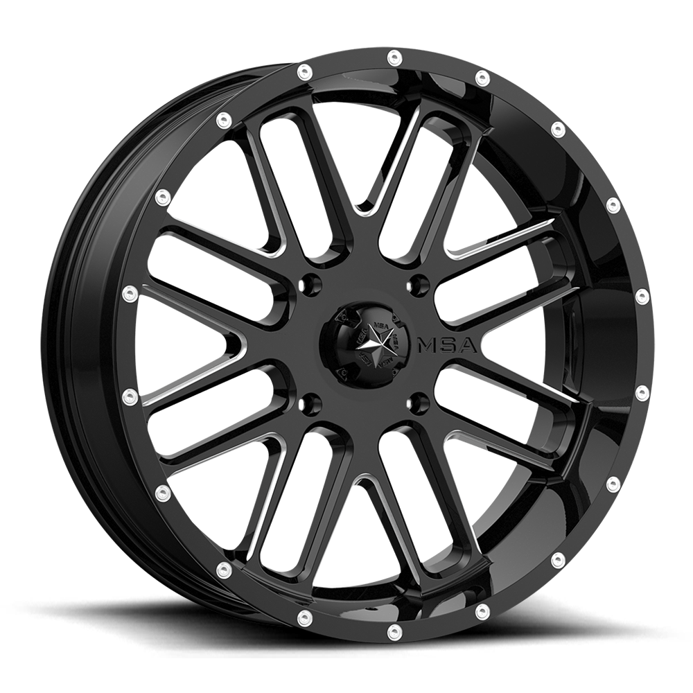 MSA M35 Bandit 22X7 4x156 GLOSS BLACK MILLED wheel