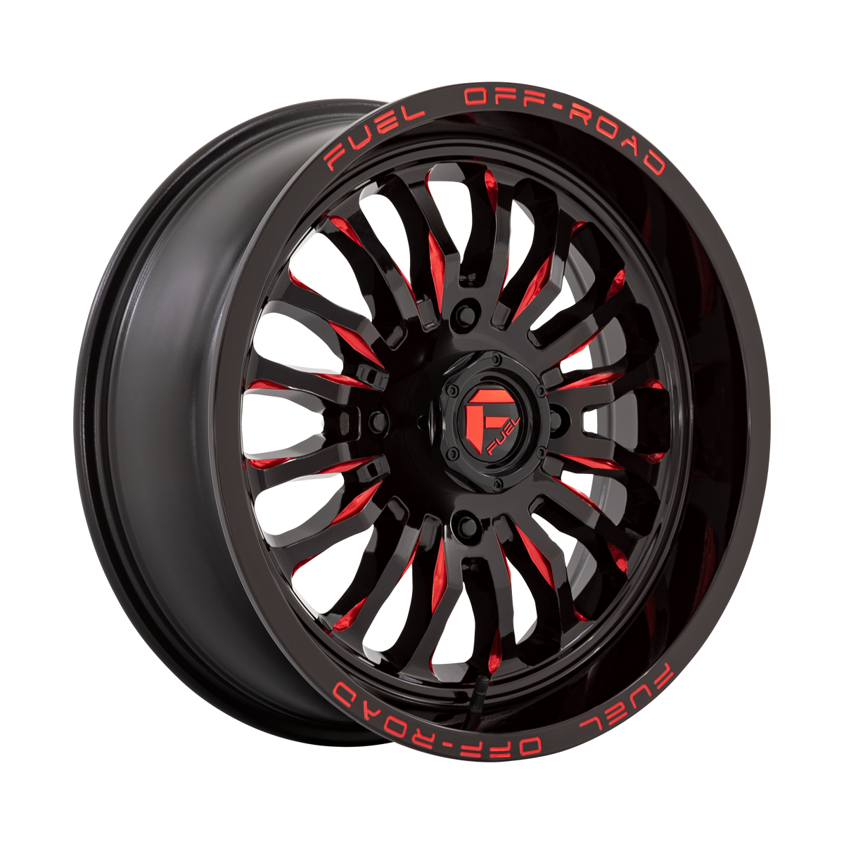 Fuel UTV Arc 24X7 4x156 GLOSS BLACK MILLED RED UTV wheel