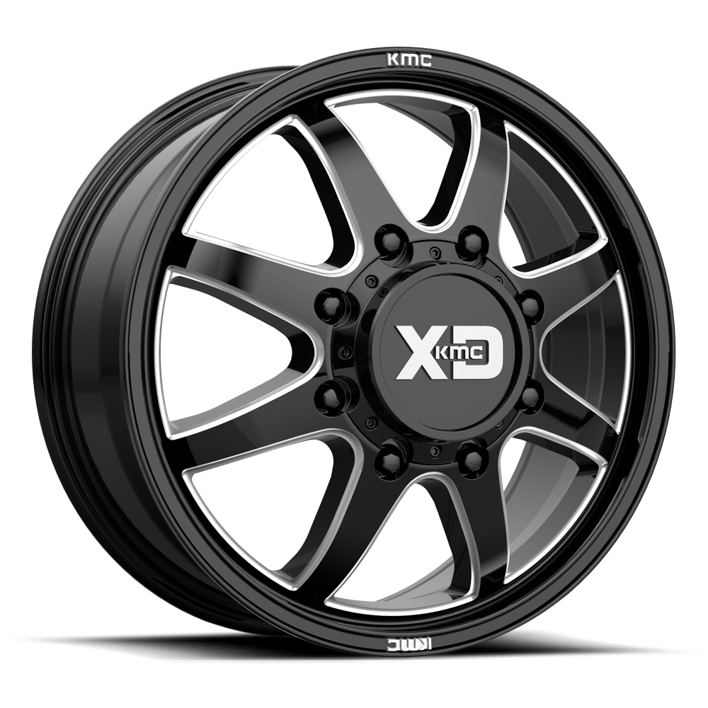 XD Pike Dually 22X8.25 8x165.1 GLOSS BLACK MILLED - FRONT wheel