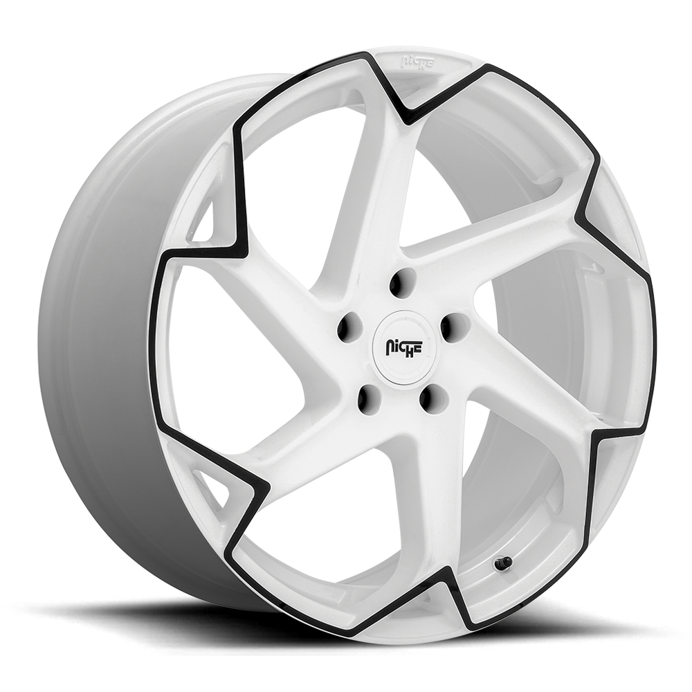 Niche Flash 20X10.5 5x120 GLOSS WHITE W/ BLACK wheel