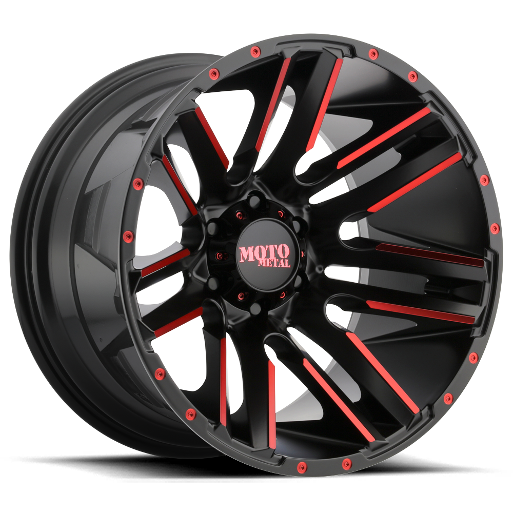 Moto Metal MO978 Razor Satin Black Mach w/ Red Tint wheel