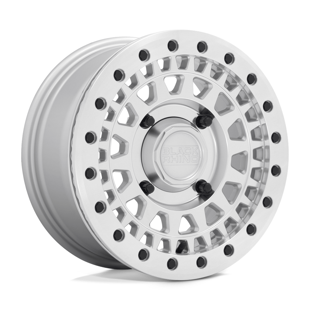 Black Rhino Parker Beadlock UTV 15X7 4x110 SILVER W/ MIRROR CUT FACE wheel