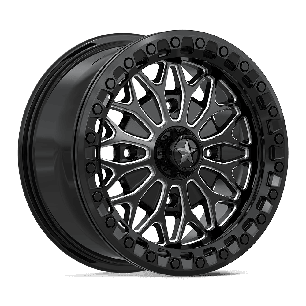 MSA MA53 Bolo Beadlock 15X7 4x156 GLOSS BLACK MILLED wheel