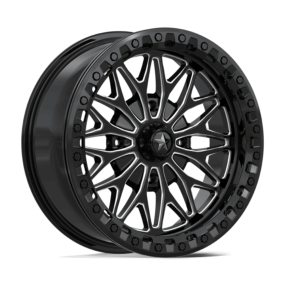 MSA MA53 Bolo Beadlock 18X7 4x156 GLOSS BLACK MILLED wheel