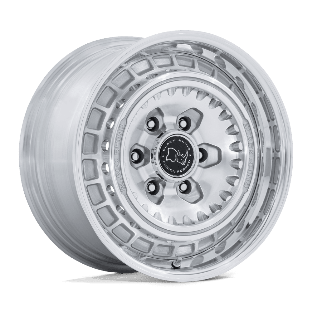 Black Rhino Bastion 17X8.5 6x139.7 GLOSS SILVER MACH-FACE POL-LIP wheel