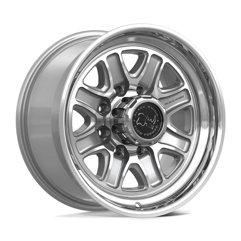 Black Rhino Echo 18X9 8x180 GLOSS SILVER W/ MACHINED FACE wheel