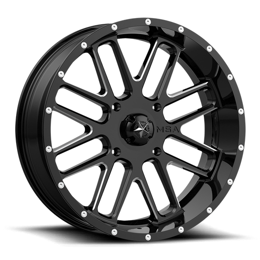 MSA M35 Bandit 22X7 4x156 GLOSS BLACK MILLED wheel