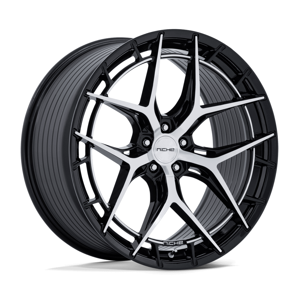 Niche Riviera 22X10.5 5x120 GLOSS BLACK W/ MACHINED FACE wheel