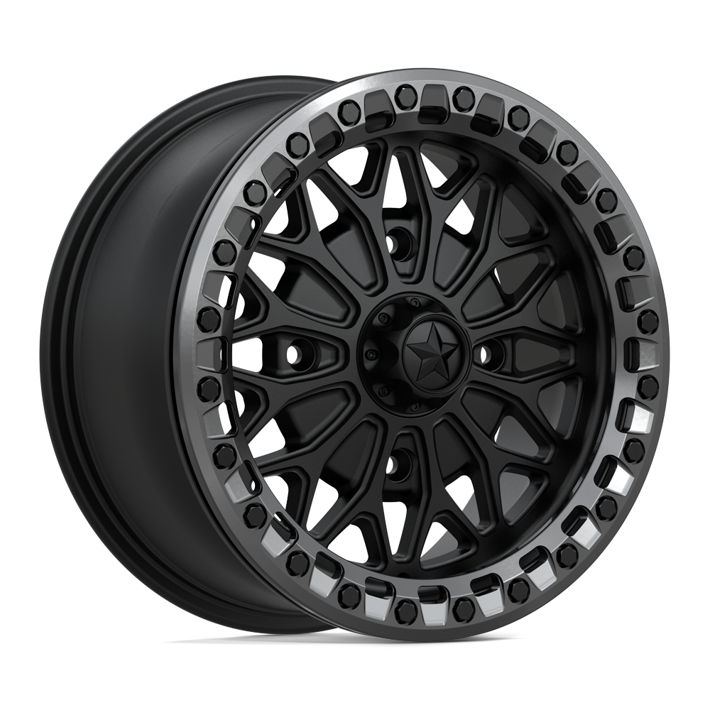 MSA MA53 Bolo Beadlock 15X7 4x156 MATTE BLACK W/ GL-GUNMETAL RG wheel