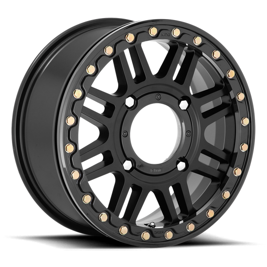 KMC Cage UTV Beadlock 15X10 4x137 SATIN BLACK W/ GLOSS BLACK RG UTV wheel