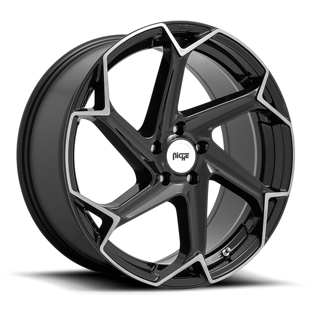 Niche Flash 20X10.5 5x115 GLOSS BLACK BRUSHED wheel