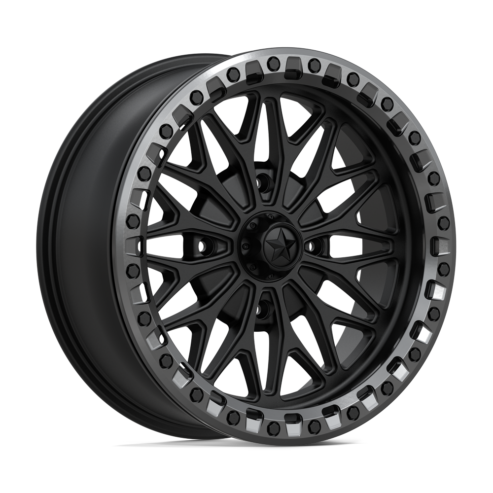 MSA MA53 Bolo Beadlock 18X7 4x156 MATTE BLACK W/ GL-GUNMETAL RG wheel