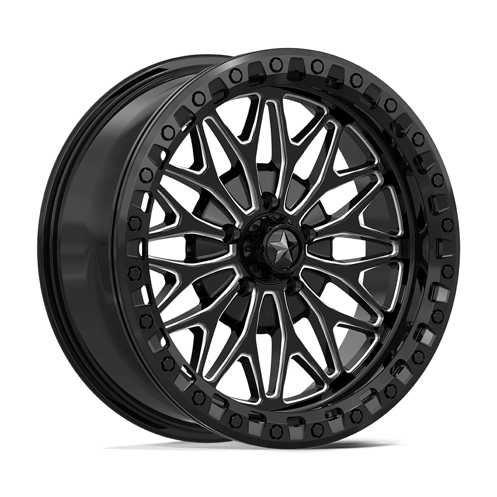 MSA MA53 Bolo Beadlock 18X7 5x114.3 GLOSS BLACK MILLED wheel
