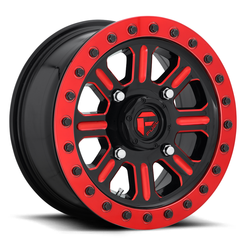 Fuel UTV Hardline Beadlock 15X10 4x156 GLOSS BLACK RED TINTED CLEAR UTV wheel